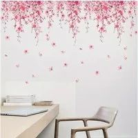 Montegoni Wandsticker Kirschblüten Wandtattoo Rosa Blume Frühling Aufkleber (Einzel, 1 Stück Wandtattoo), Selbstklebend, wasserfest, vielseitig einsetzbar, leicht zu reinigen