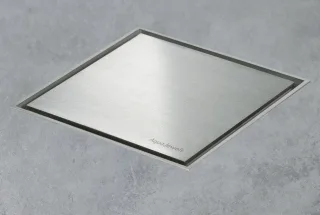 ESS Aqua Jewel Quattro 10x10 cm, Zero Edelstahl gebürstet, variable Sperrwasserhöhe von 50 bis 25 mm AJQ-10x10-ZM