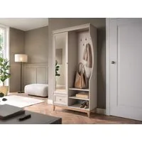 Beautysofa Garderobenschrank Charlott Kaschmir (mit Spiegel, Kleiderstange & offener Schuhablage) Breite: 100 cm