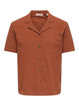 ONLY&SONS - ONSJAM LIFE REG SS SHIRT KNIT Burnt Brick - Gr. - S