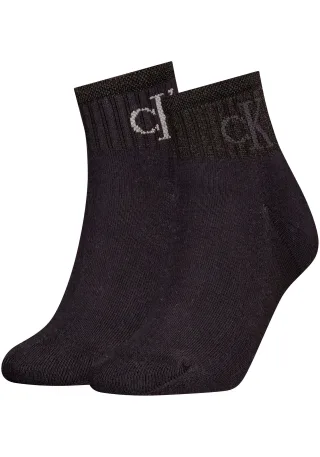 Calvin Klein Jeans Socken "CKJ WOMEN QUARTER 2P GLOSSY RIB" 2 Paar tlg. mit dezentem Logo-Design