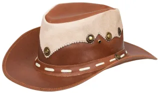 Australischer Cowboy-Outback-Buschhut aus echtem Leder und Wildleder im australischen Western-Stil