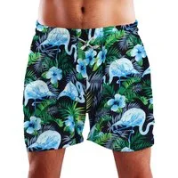 King Kameha Badeshorts Flamingo Flowers Funky Hawaii Bade-Shorts Mesh-Einsatz Kordelzug Mit integriertem Mesh-Innenslip für extra Komfort
