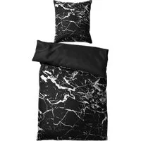 Sanilo Bettwäsche Marmor Schwarz 135x200 cm, Bettbezug und Kissenbezug, Baumwolle, 2 teilig