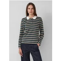 s.Oliver Langarmshirt Polo-Shirt Langarm-Poloshirt mit Streifen