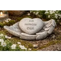MF Grabkerze Gedenkfigur Alaria Ich vermisse Dich auf Flügel dekorative Gedenkfigur (1-tlg)