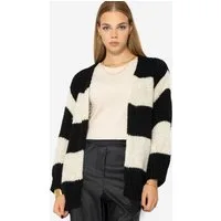SASSYCLASSY Cardigan Gestreifter Oversize Cardigan für Damen Lockerer Cardigan aus weichem Strick mit Rippbündchen