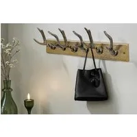 riess-ambiente Wandgarderobe DEER 50 cm messing Aluminium – Geweih-Design, 6 Haken, Statement Piece (Einzelartikel, 1 St), moderne Flurgarderobe, poliertes Metall, Hirschgeweih Haken, Flur Deko