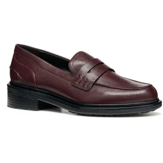 Geox D Walk Pleasure F Leder Damen Wein Mokassins Schuhe