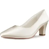 White Lady 931 ivory Satin - bequeme Brautschuhemit Blockabsatz Pumps