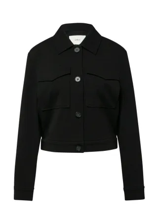 s.Oliver Red Label - Strukturierte Jacke aus Interlockjersey mit Brusttasche schwarz - Gr. - 38