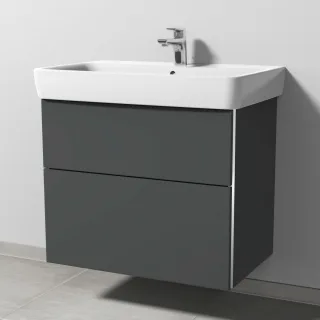Sanipa 3way Waschtischunterbau zu Geberit Renova Plan Waschtisch mit 2 Auszügen, Anthrazit-Matt BR87822