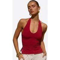 Imily Bela Tanktop Damen Halterneck Top mit freiem Rücken (Packung, 1-tlg., 1per-Pack) Seitenschlitze