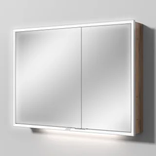 Sanipa Reflection Spiegelschrank MILO 100 mit LED-Beleuchtung, Eiche-Tabak, AU03450 AU03450