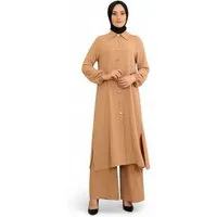 Modavitrini Longtunika Damen 120cm Aerobin Tunika mit Knopfleiste Modest Fashion (2-teilig) Faltenfrei, schweißfest, für alle Jahreszeiten geeignet