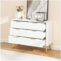 REDOM Kommode 6-Schubladen Kommode, Weiß, Metallgriffe, Soft-Close-Schienen (Packung, 1 St., 105 x 40 x 80 cm Stabile MDF-Konstruktion, Anti-Kipp-Vorrichtung), Ideal für Schlafzimmer, Wohnzimmer – Roboterstaubsauger-freundlich