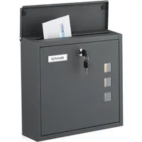 relaxdays Wandbriefkasten Briefkasten mit Sichtfenster, Anthrazit