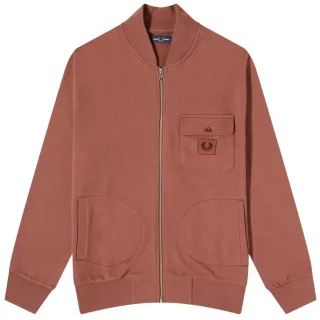 Fred Perry - Bomberjacke mit durchgehendem Reißverschluss in Whiskeybraun