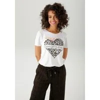 Aniston CASUAL T-Shirt mit Herz, Leo-Druck und Statement-Schriftzügen