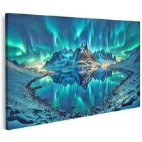 islandburner Leinwandbild Polarlichter über Nachtlandschaft atemberaubend Aurora Borealis