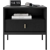 Lookway Nachttisch MIDNIGHT mit geriffelter Front auf Gestell, Breite 54 cm