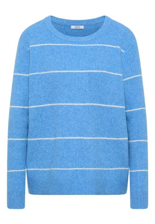 CECIL - Gestreifter Strukturpullover fountain blue melange - Gr. - XL