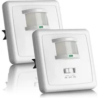 SEBSON Bewegungsmelder Bewegungsmelder Unterputz LED geeignet IR Sensor - 2er Set, (2-St), LED geeignet, programmierbar, 160°, Ein- und Ausschalter