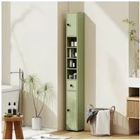 Kleankin Badkommode Hochschrank Toilettenschrank (schmaler Badezimmer-Aufbewahrungsschrank, 1 St., mit Schublade, verstellbaren Regalen), 20 x 20 x 180 cm, Grün