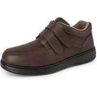 TIESTRA Herren Weite Lederschuhe mit Klettverschluss, Größen 42-46 Klettschuh Bequeme Extra Weite Alltagsschuhe, Rutschfeste Gummisohle