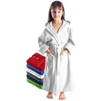 Arus Kinderbademantel für Jungen und Mädchen, mit Kapuze, in vielen Farben erhältlich, 100% Baumwolle, Kapuze, Gürtel, mit zwei Taschen, farbenfroh