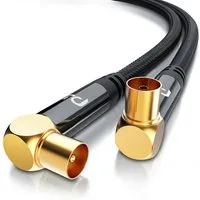Primewire TV-Kabel, Koax, IEC Stecker, RF Buchse (200 cm), HDTV Antennenkabel gewinkelt, 2-fach Schirmung, 75 Ohm / 135 dB - 2m