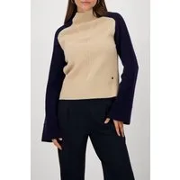 Monari Strickpullover Pullover Colorblock Regular fit mit Rundhalsausschnitt mit Stehkragen