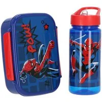 MARVEL Lunchbox Marvel Spiderman Kinder 2 teiliges Set Brotdose Trinkflasche 500 ml, (2-tlg)