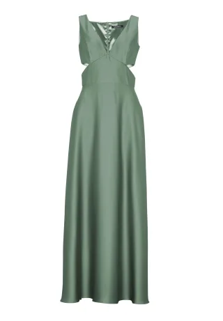 SWING - Abendkleid aus nachhaltigem Satinchiffon moss green - Gr. - 40