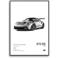 TPFLiving Kunstdruck OHNE RAHMEN, Supersportwagen-Kunst für Auto-Fans - (Leinwandbild XXL), Farben: Farben: Grau, Schwarz, WeißGröße: 30x40cm