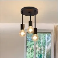 ZMH LED Deckenleuchte Schwarz - Hängend 3 Flammig Deckenstrahler E27 für Esszimmer Küche, Bevorzugt Material, LED fest integriert, Industrial Deckenspots mit 3 Spots für Flur Wohnzimmer Bar