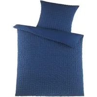KH-Haushaltshandel Bettwäsche 2-tlg. Seersucker Wende Bettwäsche, 135 x 200 +80x80cm dkl.blau, Seersucker, 2 teilig, dunkelblau, uni/einfarbig, bügelfrei