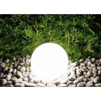 TRANGO LED Gartenleuchte, 1er Set 200W IP65 Gartenkugel 20cm Durchmesser in Weiß matt Naturstein-Optik *SNOW* inkl. 3 Meter IP44 Zuleitungskabel mit 1x E27 Fassung (ohne Leuchtmittel), Kugelleuchte, Gartenleuchte, Leuchtkugel, Außenleuchte