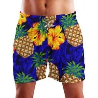 King Kameha Badeshorts Pineapple Hibiscus Hawaii Bade-Shorts Mesh-Einsatz Kordelzug Mit integriertem Mesh-Innenslip für extra Komfort