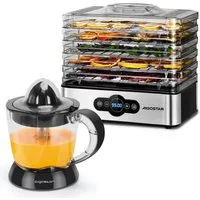 Aigostar Dörrautomat Dörrgerät mit Temperaturregler, 99h-Timer, 5 Einlegefächer, 35-70°C 240,00 W, 5 Etagen, LED-Anzeige, Edelstahl, Gemüse Fleisch, Kräuter, Rindfleisch, Pilze