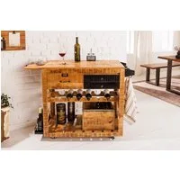 riess-ambiente Barschrank BODEGA 86cm natur/schwarz - Mango, Servierwagen, Weinregal, Stauraum (Einzelartikel, 1-St) Beistellwagen aus Massivholz - ideal für Küche, Esszimmer oder Hausbar