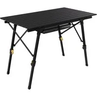 24Move Gartentisch Tisch für Camping und Garten,Klapptisch aus Aluminium (bis 30kg schwarz, inkl. Tasche), Tischplatte faltbar, Aluminiumrahmen höhenverstellbar