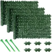 BlingBin Kunsthecken-Sichtschutz Kunsthecken-Sichtschutz, Balkon Sichtschutz Efeu, 1x3 m, (3er Set, 3-St., Inklusive 60 Kabelbinder), Dekoration für Außenbereich Gartendekoration Sichtschutz Windschutz
