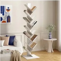en.casa Bücherregal, »Eksjö« Baumform 12 Ebenen Stahl 150 x 39 x 39 cm Weiß