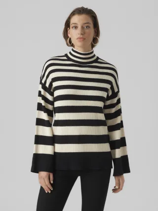 VERO MODA - VMHERMOSA LS HIGH NECK PULLOVER black - Gr. - M