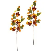 Kunstzweig Herbstzweige, I.GE.A., Höhe 65 cm, Mit Sonnenblumen, Kürbissen und Herbstlaub, 2er Set
