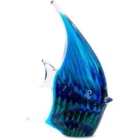Levandeo® Skulptur, levandeo Glas Skulptur BxHxT 16x21x4cm Glasfigur Fisch Glaskunst Blau