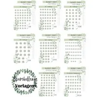 LuxusKollektion Notizbuch Budget Planner Deutsch-A6 Sparplaner Eukalyptus 24pcs