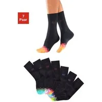 H.I.S Socken Lustige Kinder Damen Socken Atmungsaktive Baumwolle (Packung, 7-Paar, Gr. 31-34 bis 39-42) mit bunt gemusterter Spitze
