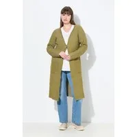 Ulla Popken Strickjacke Lang-Strickjacke Rippstrick V-Ausschnitt